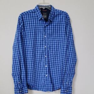 Under Armour Shirt Mens XL Blue Gingham Check Button Up Casual Button Up Office
